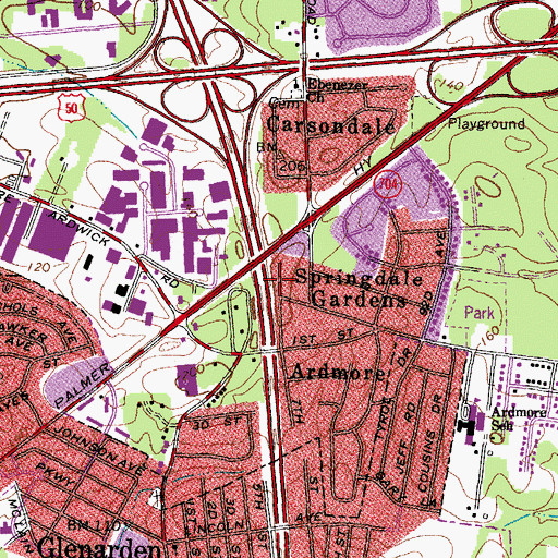 Topographic Map of Saint Georges Church (historical), MD