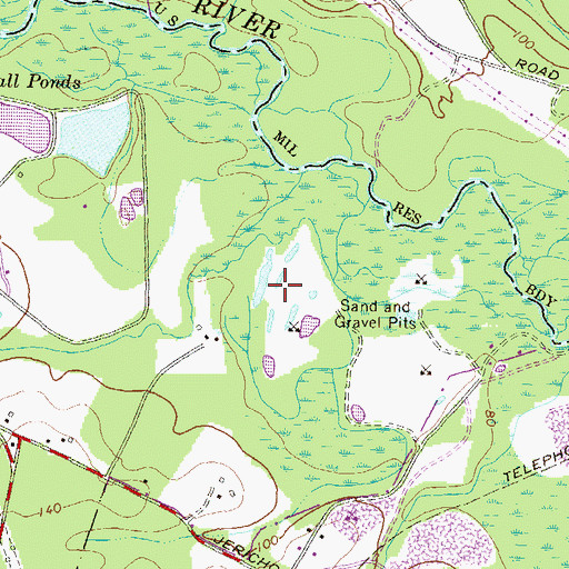 Topographic Map of Shaffners Ponds, MD