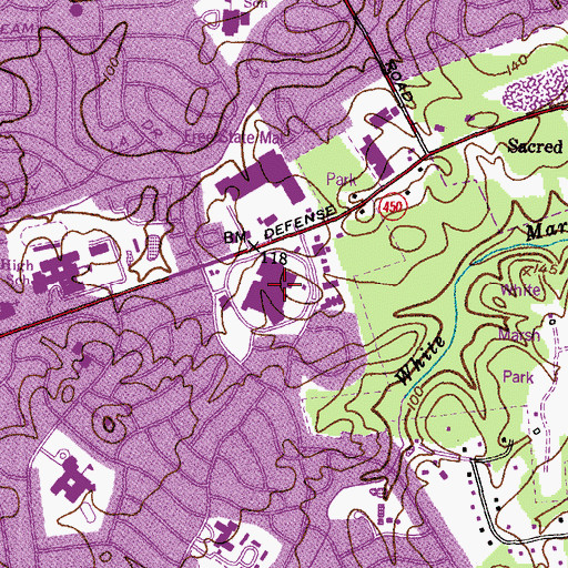 Topographic Map of The Market Place Shopping Center, MD