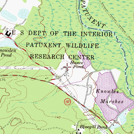 Topographic Map of United States Department of the Interior Patuxent Wildlife Research Center, MD