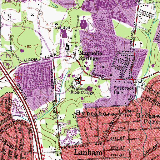 Topographic Map of Washington Bible College, MD