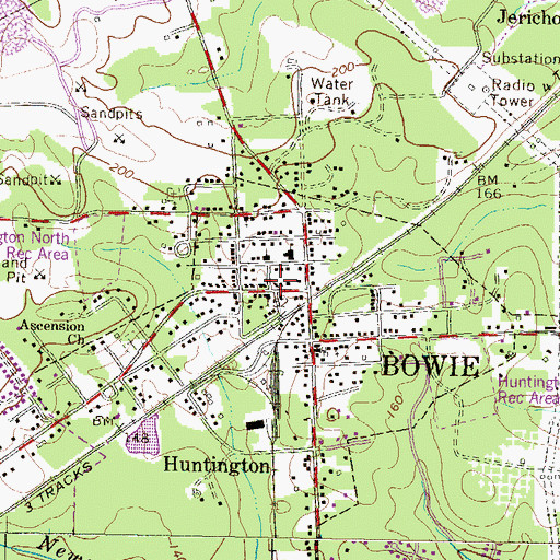 Topographic Map of West Bowie Post Office, MD