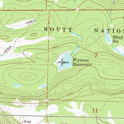 Topographic Map of Wyman Reservoir, CO