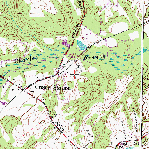 Topographic Map of Charles Branch Stream Valley Park, MD