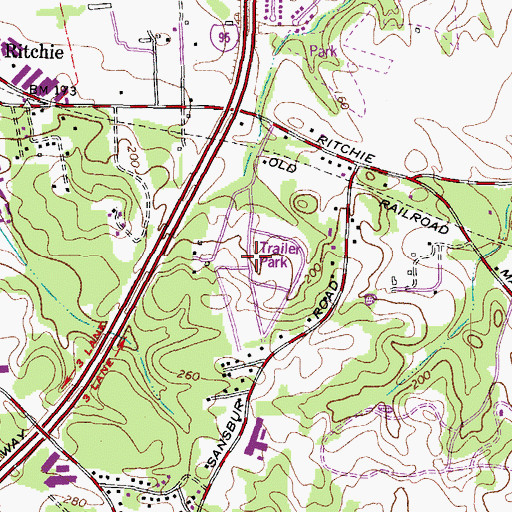 Topographic Map of Fernwood Mobile Home Park, MD