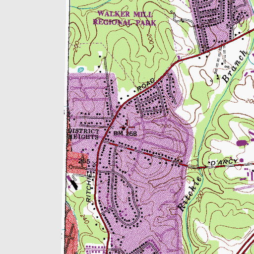 Topographic Map of Forestville Free Methodist Church, MD