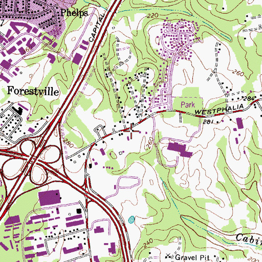 Topographic Map of Forestville School (historical), MD