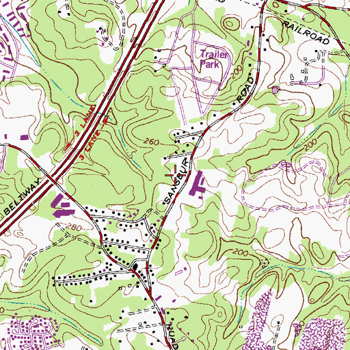 Topographic Map of Little Washington Neighborhood Park, MD