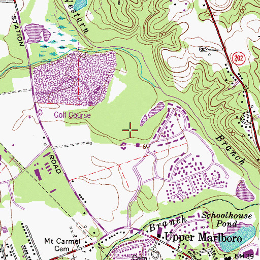 Topographic Map of Marlboro Country Club, MD