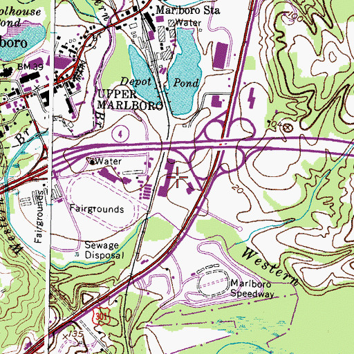 Topographic Map of Marlboro Square Shopping Center, MD