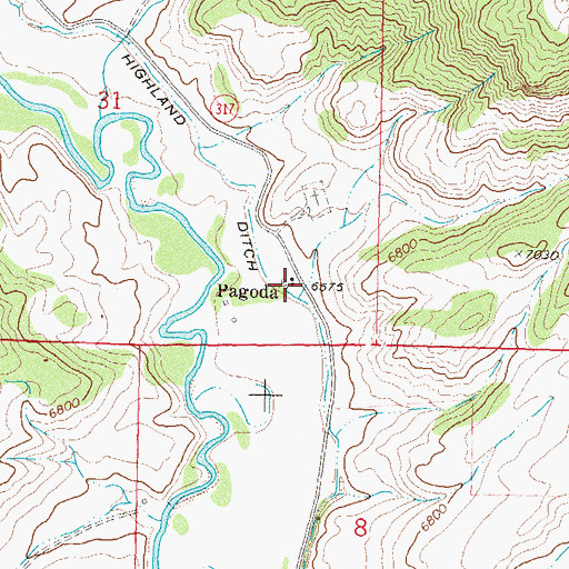 Topographic Map of Pagoda, CO