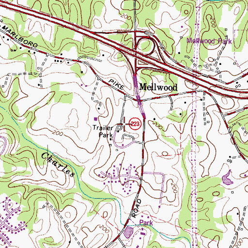 Topographic Map of Norbourne Mobile Home Park, MD