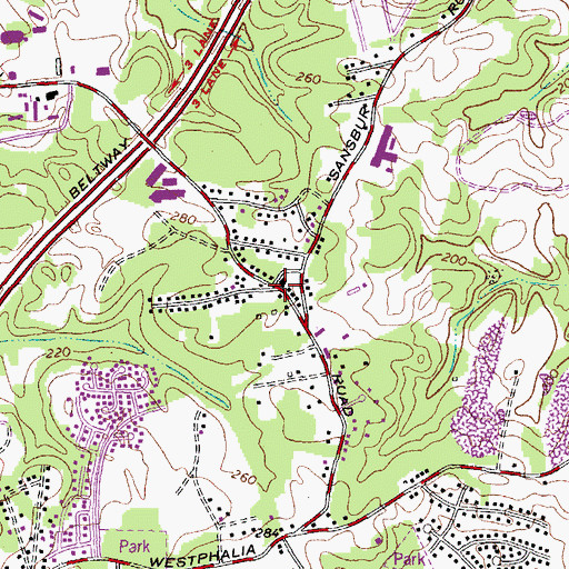 Topographic Map of Ridgely Church of God, MD