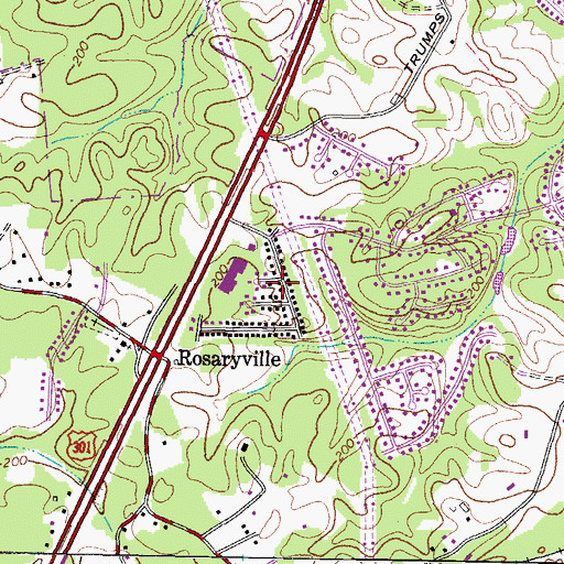 Topographic Map of Rosaryville Estates, MD