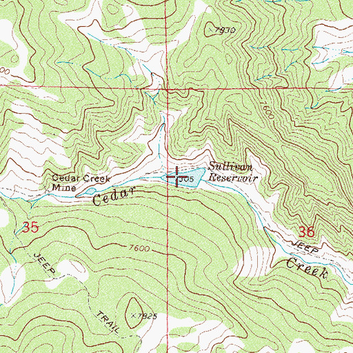 Topographic Map of Sullivan Reservoir, CO