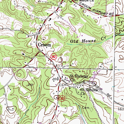 Topographic Map of Saint Thomas Church (historical), MD