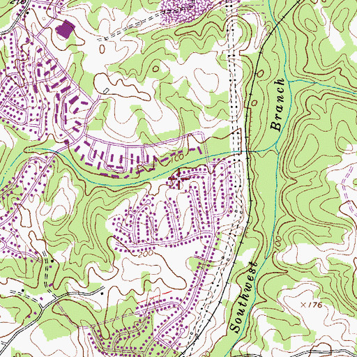 Topographic Map of The Woods of Marlton, MD