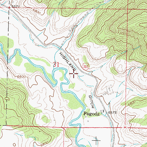 Topographic Map of Highland Ditch, CO