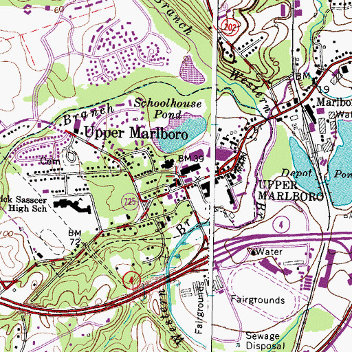 Topographic Map of Upper Marlboro Post Office, MD