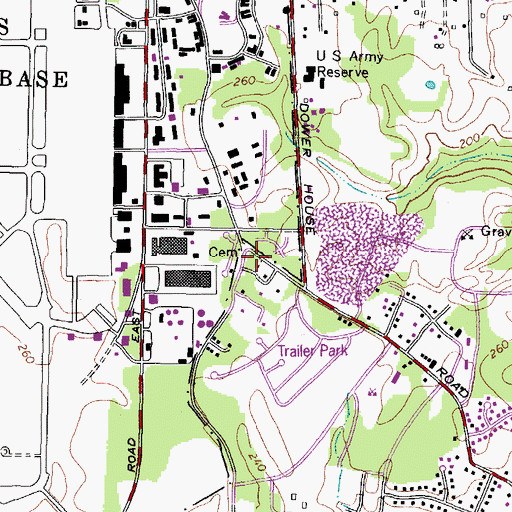 Topographic Map of Westphalia Cemetery, MD