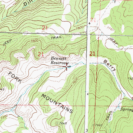 Topographic Map of Bennett Reservoir, CO