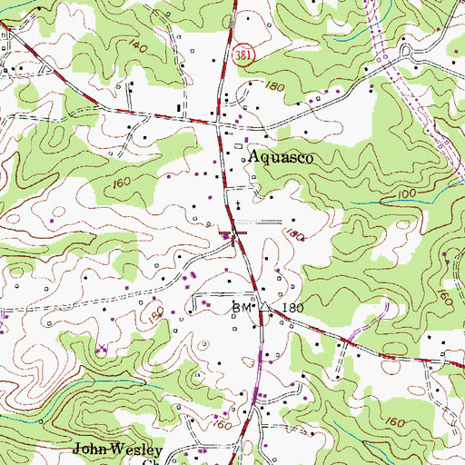 Topographic Map of Aquasco Post Office, MD