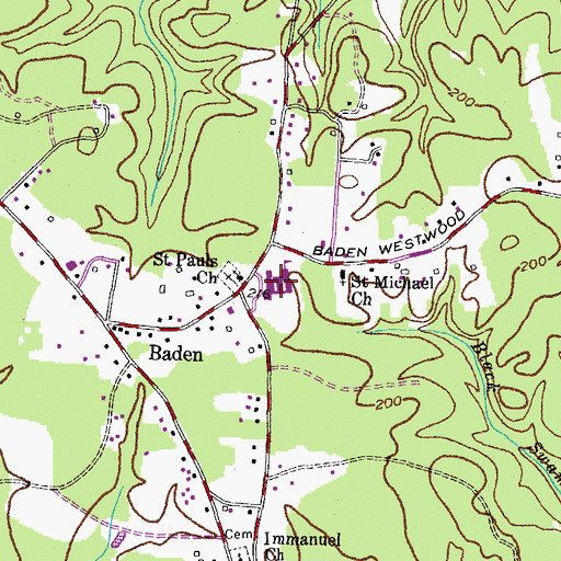 Topographic Map of Baden Elementary School, MD