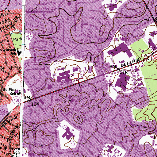 Topographic Map of Bowie Branch Prince George's County Memorial Library, MD