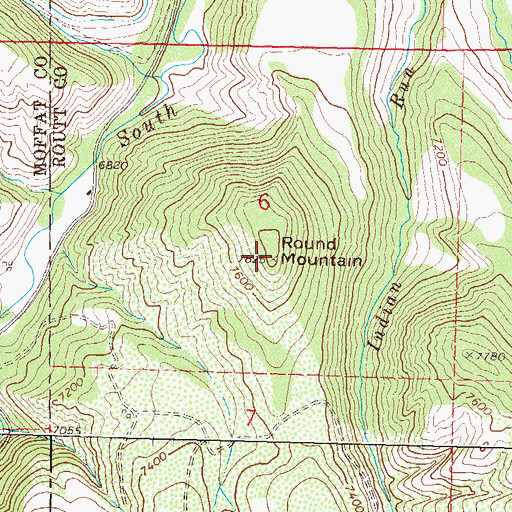 Topographic Map of Round Mountain, CO