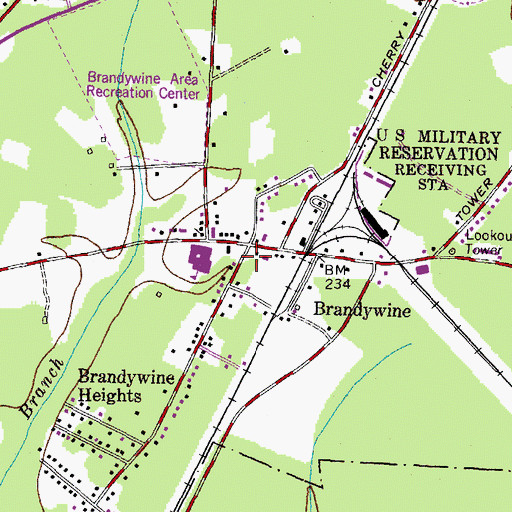 Topographic Map of Brandywine Post Office, MD