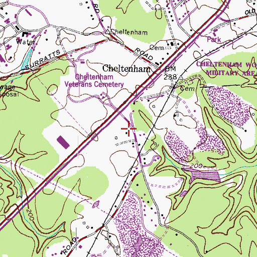 Topographic Map of Cheltenham Post Office, MD