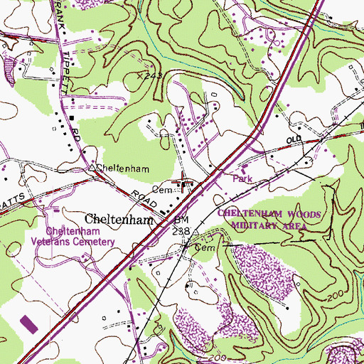Topographic Map of Cheltenham United Methodist Church, MD