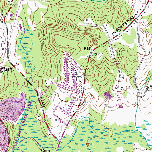 Topographic Map of Clinton Hills, MD