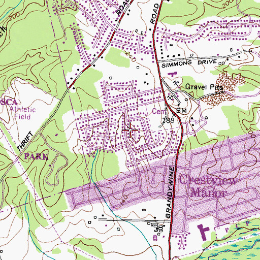 Topographic Map of Clinton Woods, MD