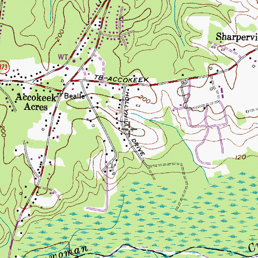 Topographic Map of Holly Hill, MD