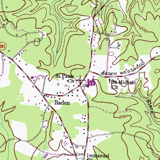 Topographic Map of Saint Pauls Episcopal Cemetery, MD