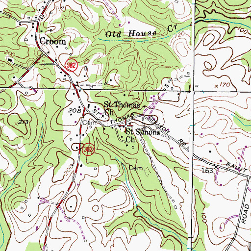 Topographic Map of Saint Simons School (historical), MD