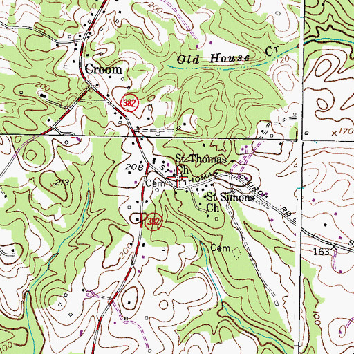 Topographic Map of Saint Thomas Cemetery, MD