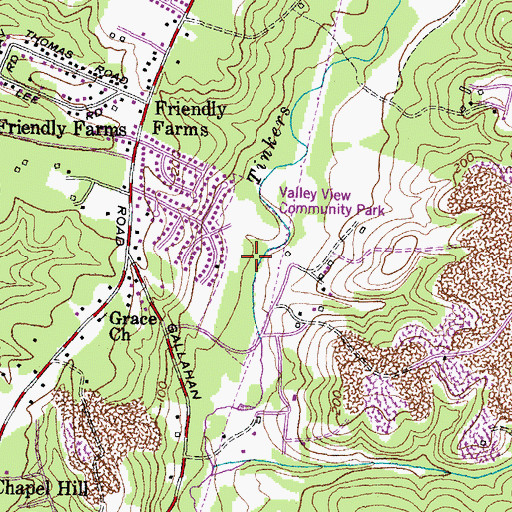 Topographic Map of Valley View Community Park, MD