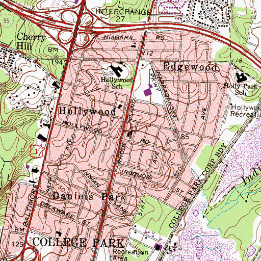 Topographic Map of College Park United Methodist Church, MD