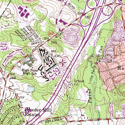 Topographic Map of James E Duckworth Regional School, MD