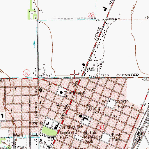 Topographic Map of Sidney Post Office, MT
