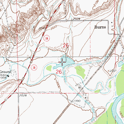 Topographic Map of Burns Lake, MT