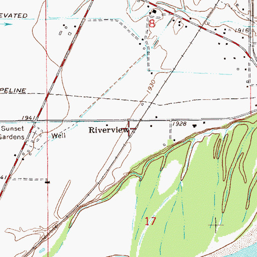 Topographic Map of Riverview (historical), MT