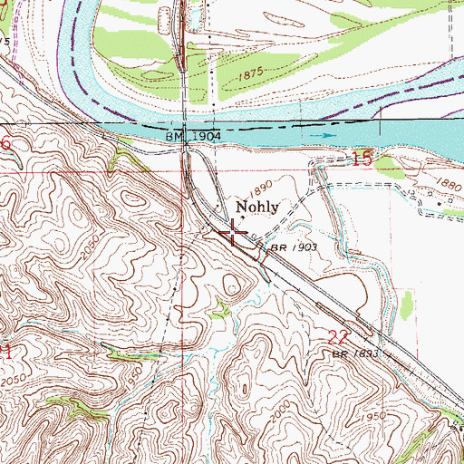 Topographic Map of Nohle (historical), MT