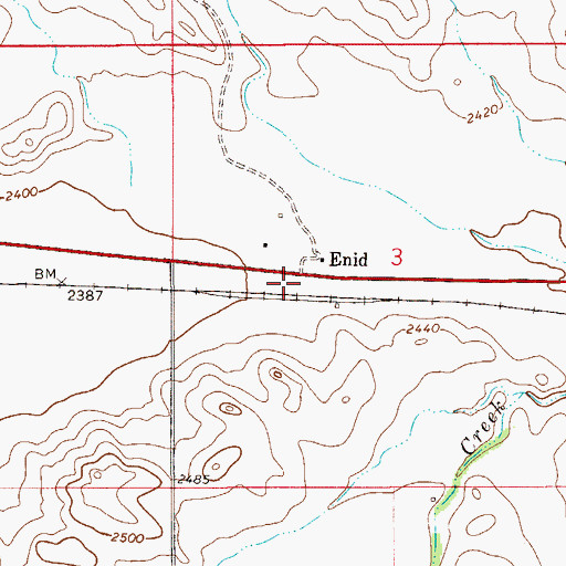 Topographic Map of Enid (historical), MT