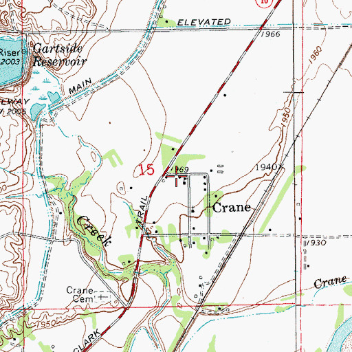Topographic Map of Crane Post Office, MT