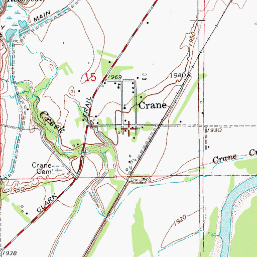 Topographic Map of Crane, MT