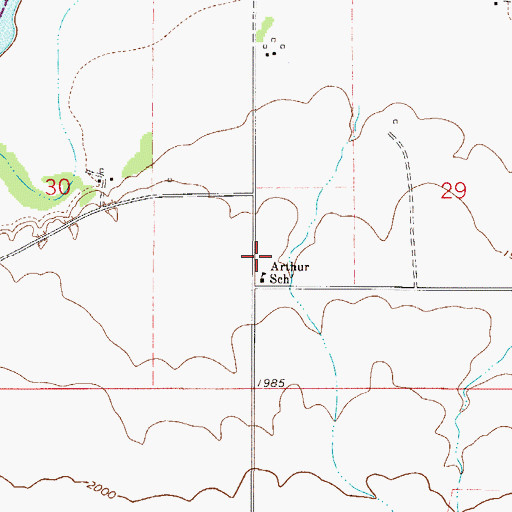 Topographic Map of Arthur Post Office (historical), MT