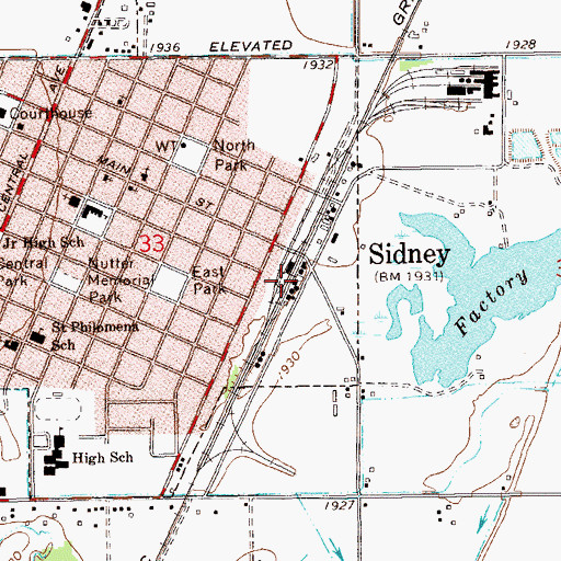 Topographic Map of Valley Mercantile Elevator (historical), MT
